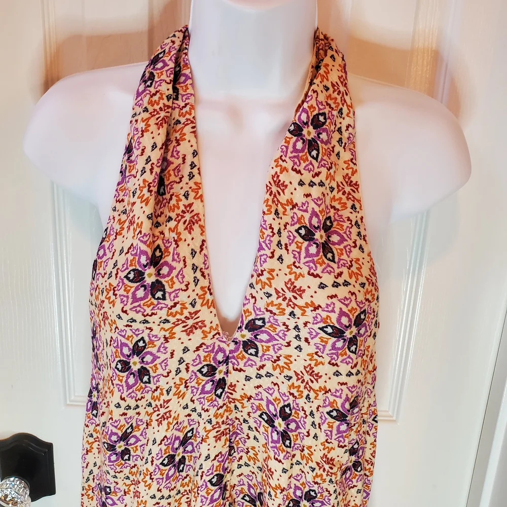 Free People- Multicolor- Halter Backless Dress -Sz. XL - Picture 2 of 9
